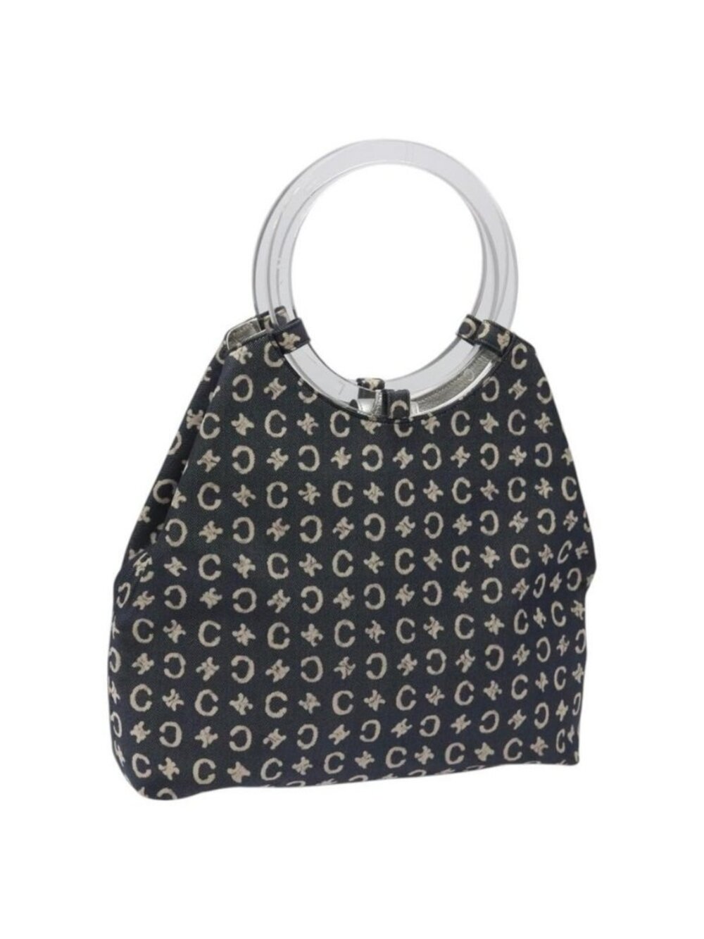 Authentic CELINE C Sulky Circle Shoulder Bag Canvas Navy Clear - Picture 1 of 16
